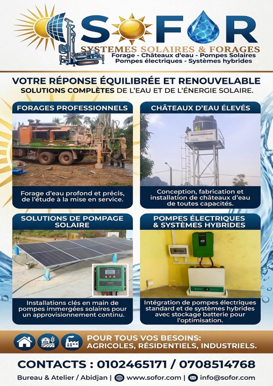 SOFOR : une réponse durable aux défis de l’eau et de l’énergie en Côte d’Ivoire
